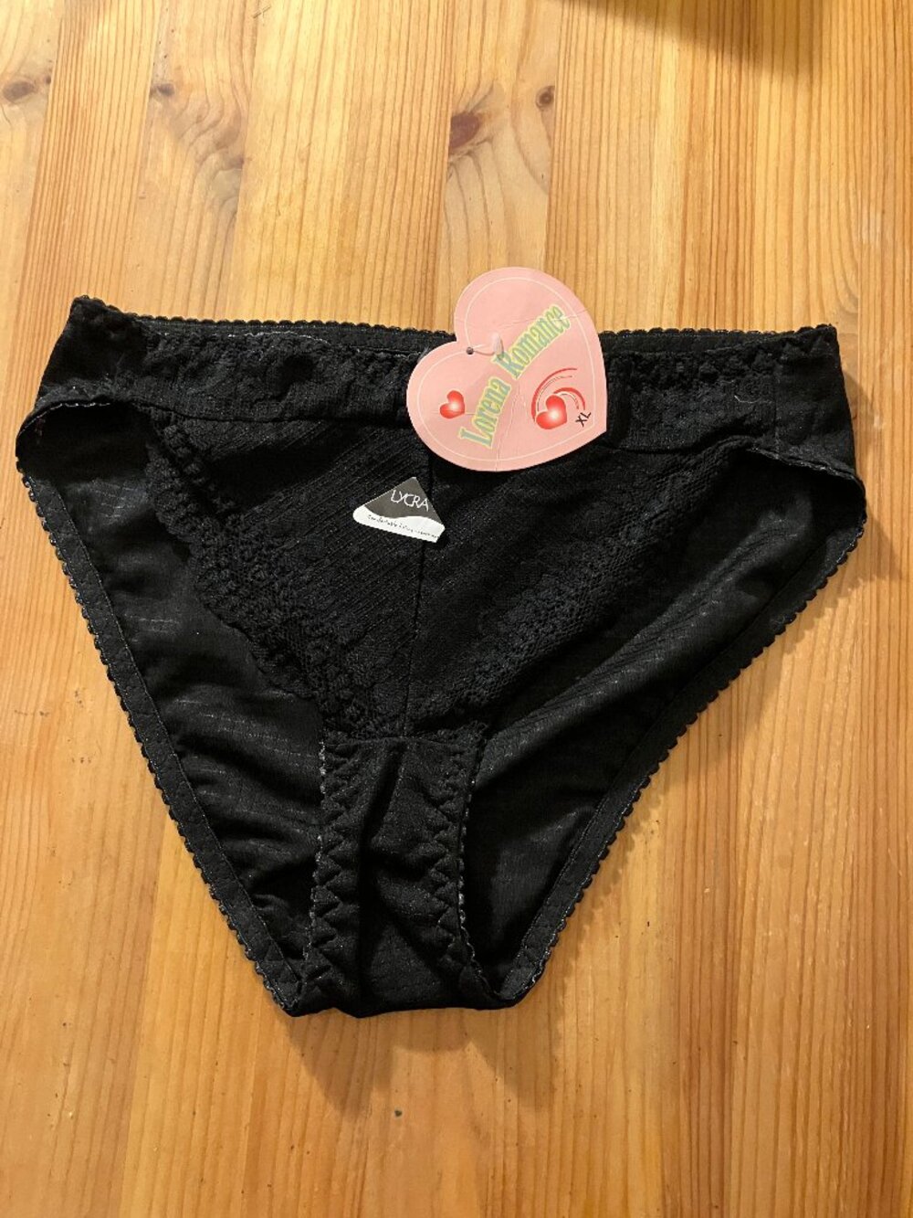 Lorena Romance Black Lace  panties Kid's Size XL, Adult S